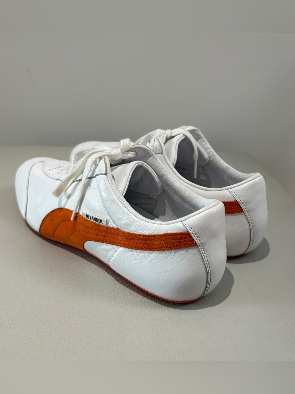 Jil Sander Puma Limited Collab Size 12 White and Orange Low Sneakers Leather EUC - Picture 3 of 5